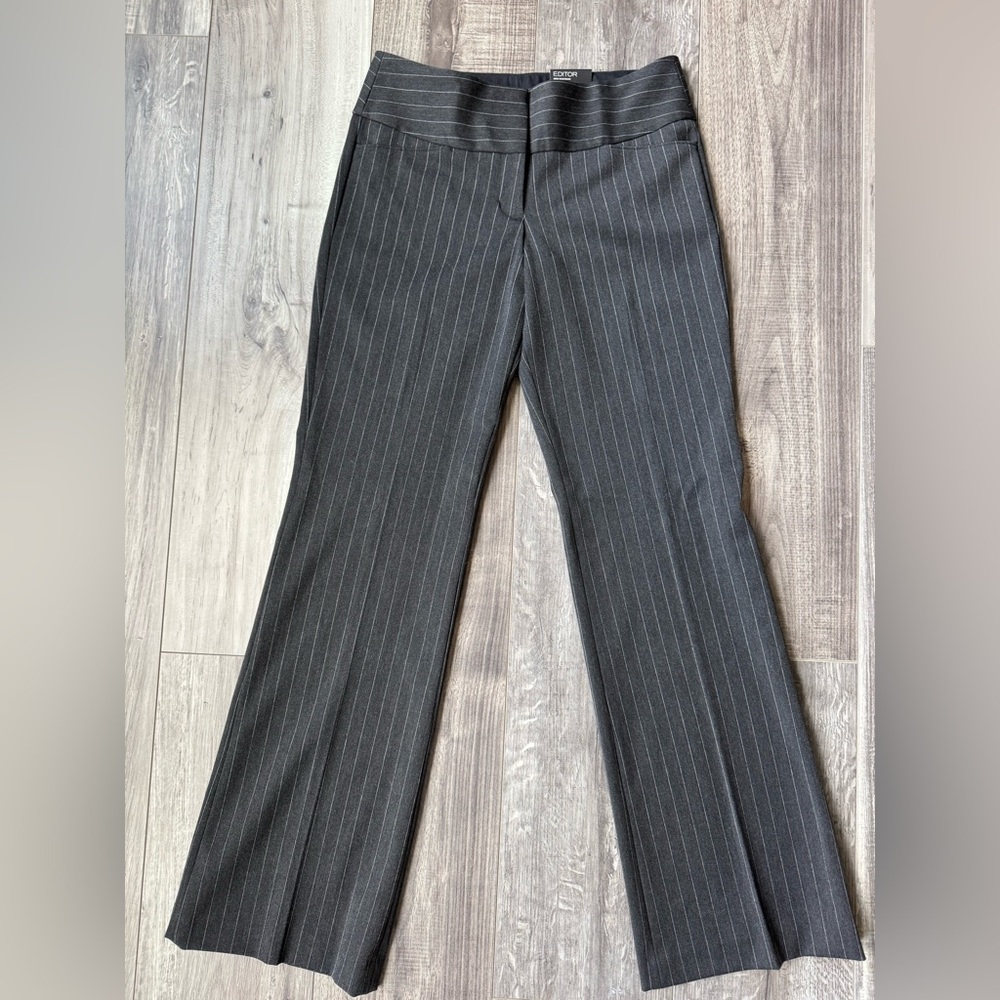 Express Charcoal Pinstripe Editor Pants; Size 2